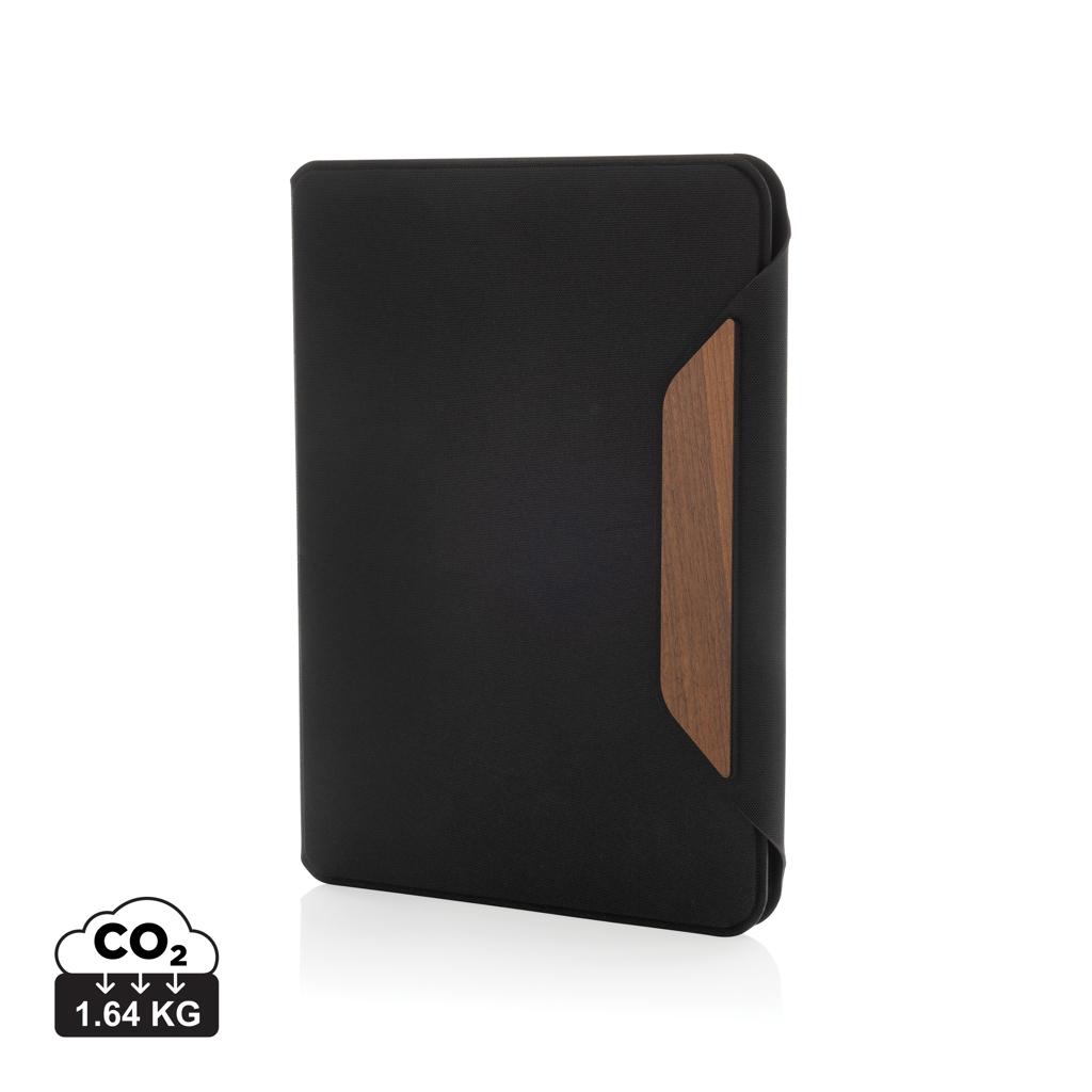 Teri AWARE™ RPET and walnut A5 portfolio black