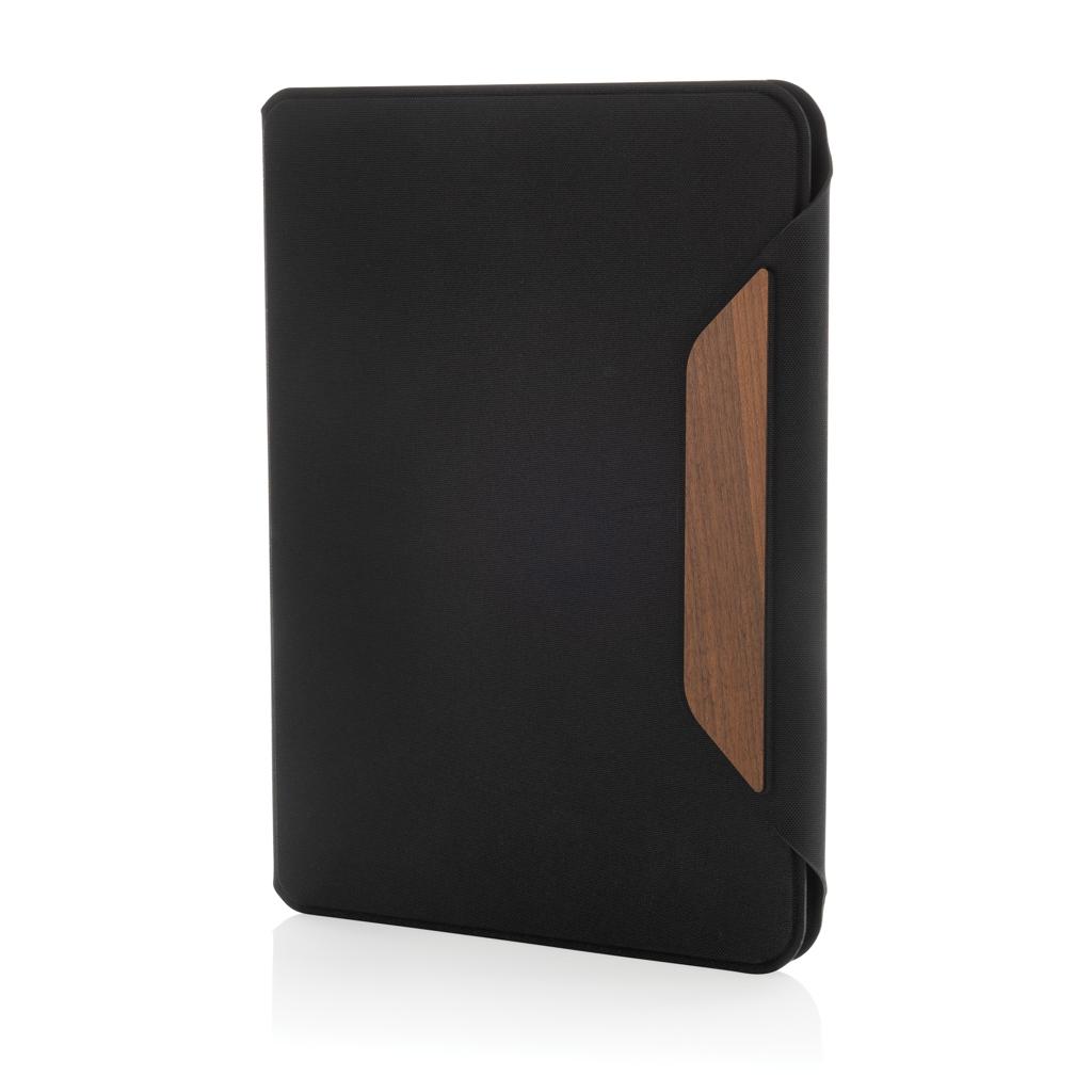 Teri AWARE™ RPET and walnut A5 portfolio black