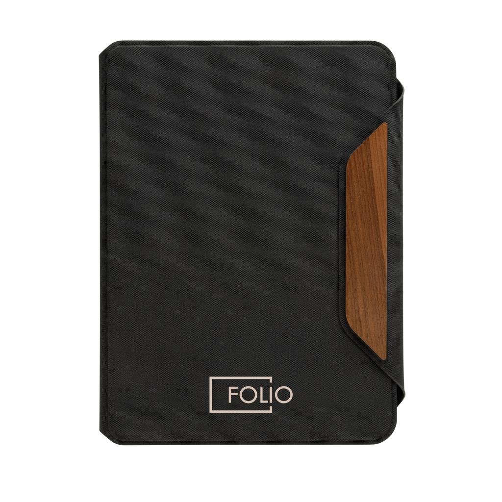Teri AWARE™ RPET and walnut A5 portfolio black