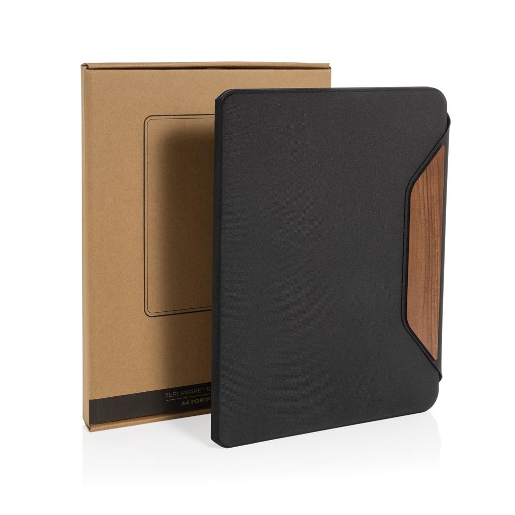Teri AWARE™ RPET and walnut A4 portfolio black
