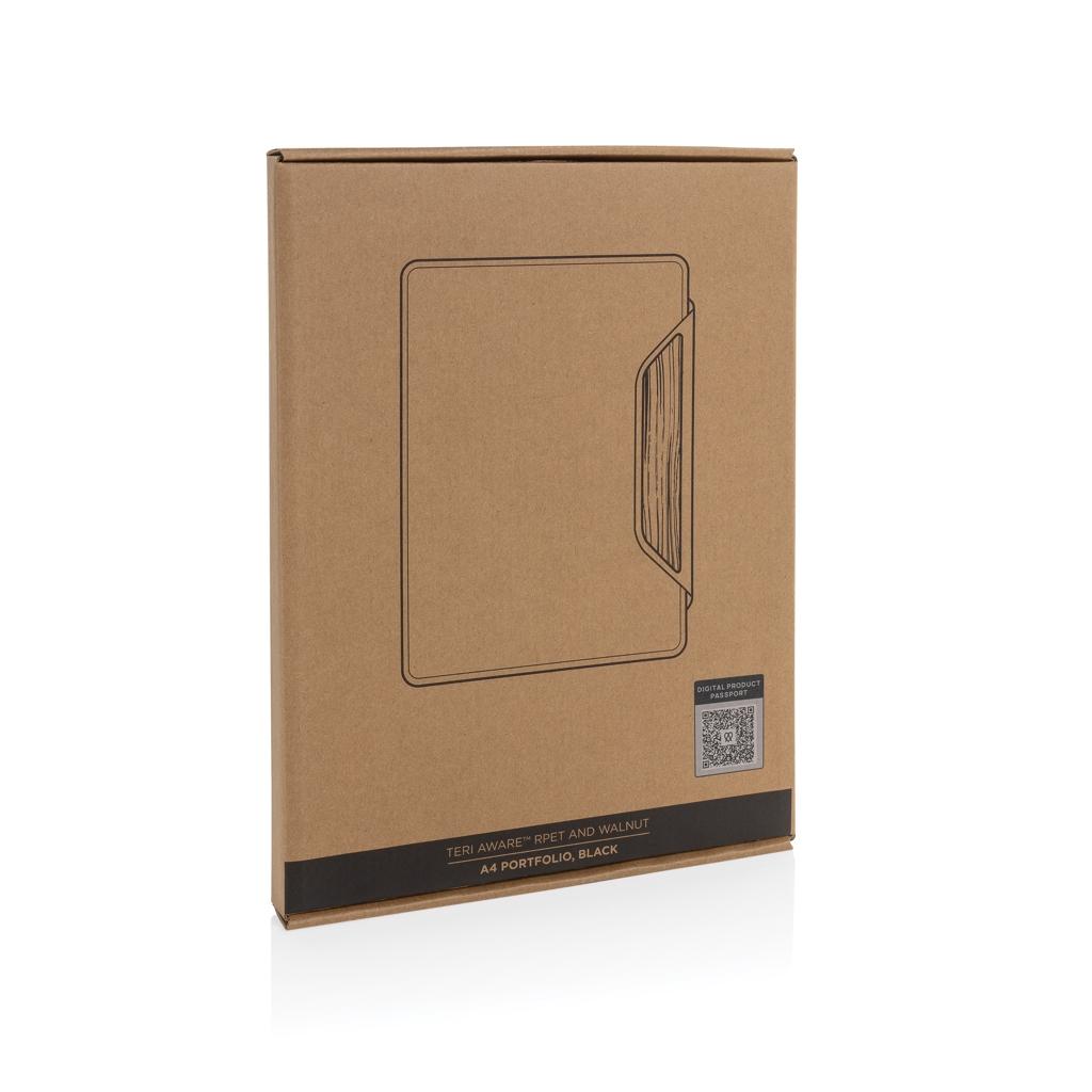 Teri AWARE™ RPET and walnut A4 portfolio black