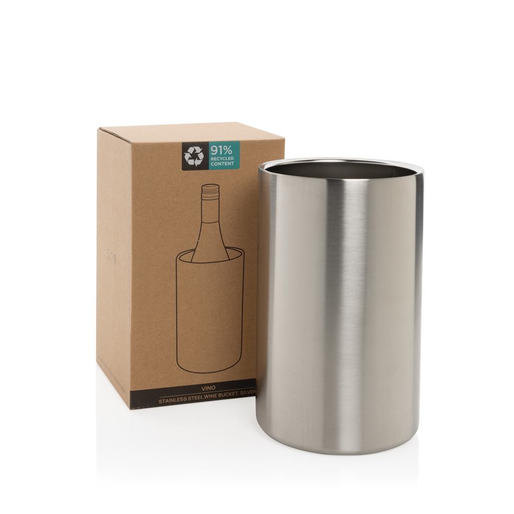 Vino RCS certified recycled stainless steel wine bucket silver