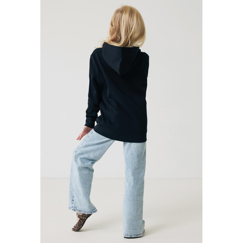 Iqoniq Yengo kids recycled cotton hoodie with sidepockets black 7 - 8 ani