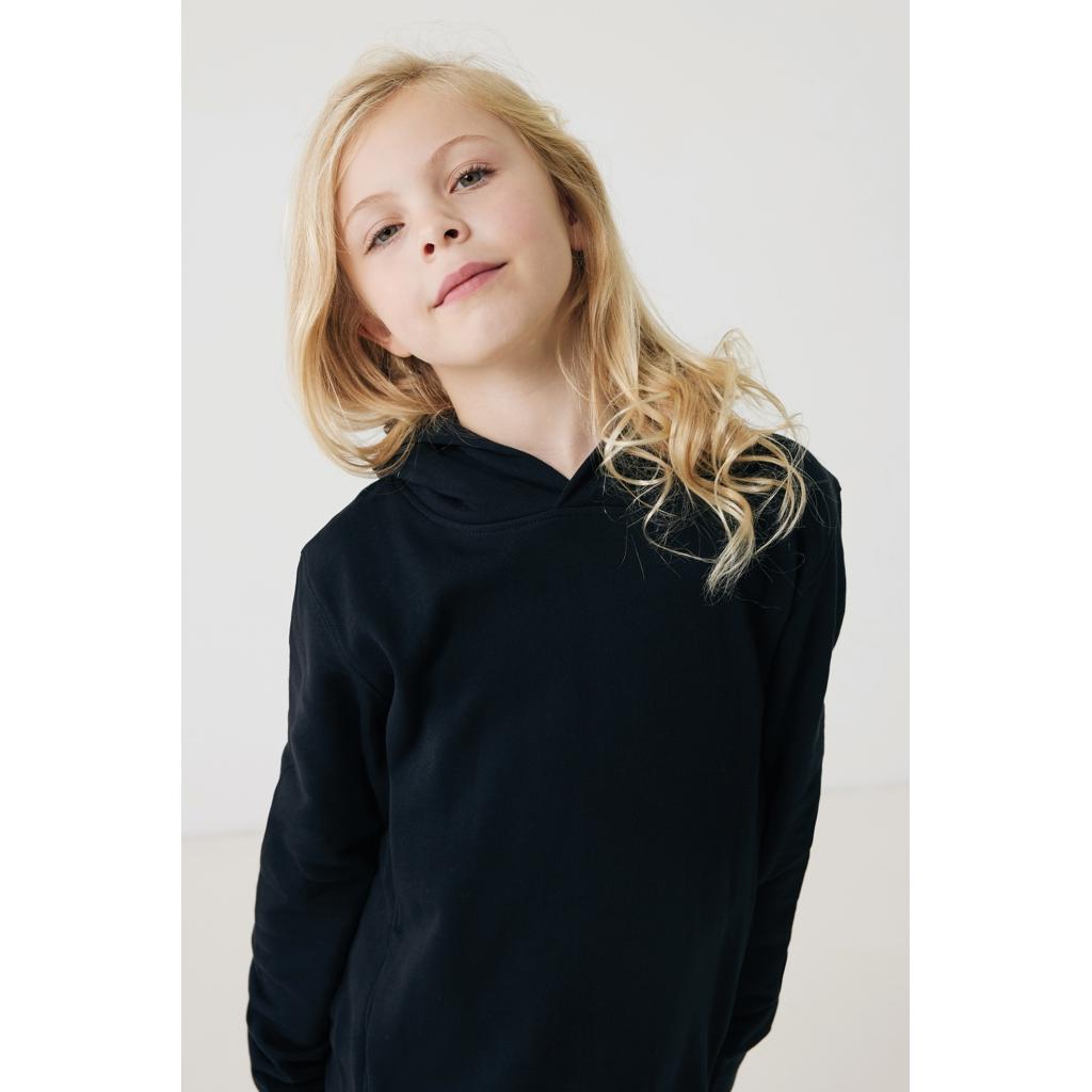 Iqoniq Yengo kids recycled cotton hoodie with sidepockets black 7 - 8 ani