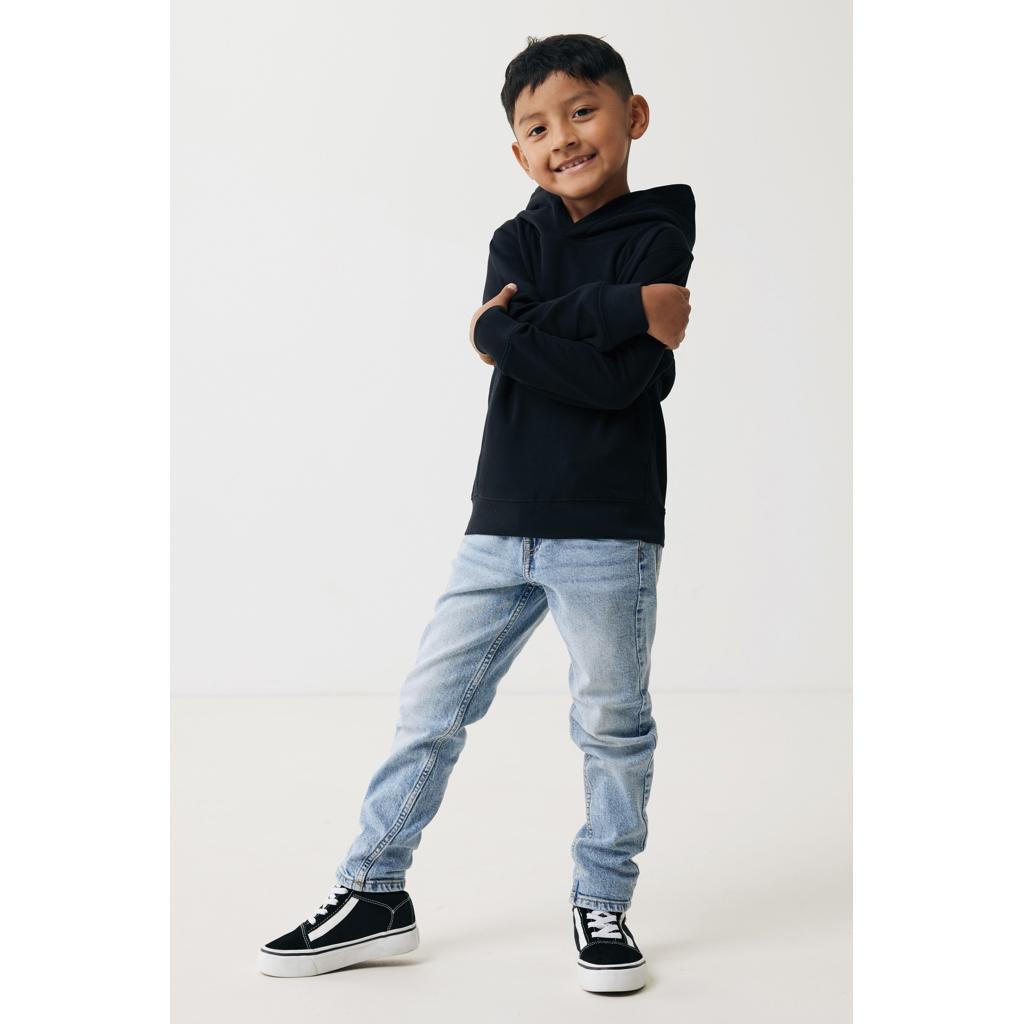 Iqoniq Yengo kids recycled cotton hoodie with sidepockets black 7 - 8 ani