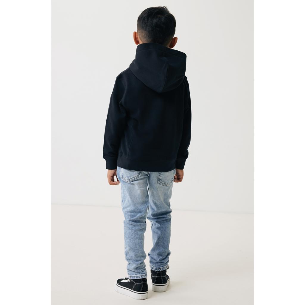 Iqoniq Yengo kids recycled cotton hoodie with sidepockets black 7 - 8 ani
