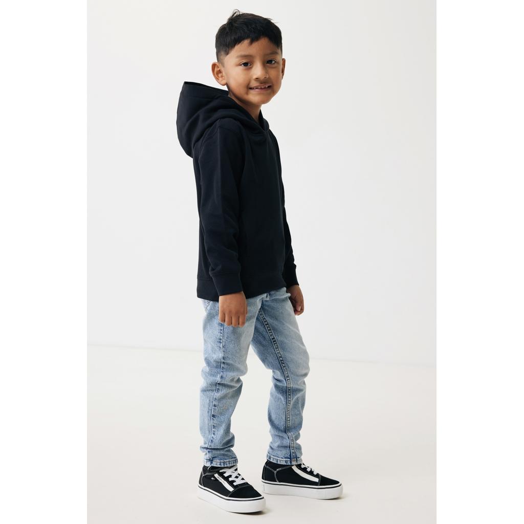 Iqoniq Yengo kids recycled cotton hoodie with sidepockets black 7 - 8 ani