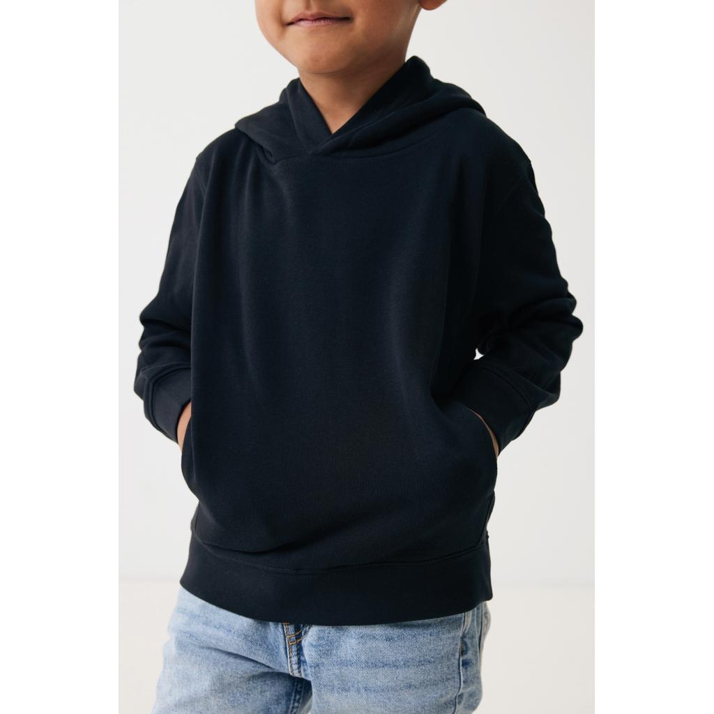 Iqoniq Yengo kids recycled cotton hoodie with sidepockets black 7 - 8 ani