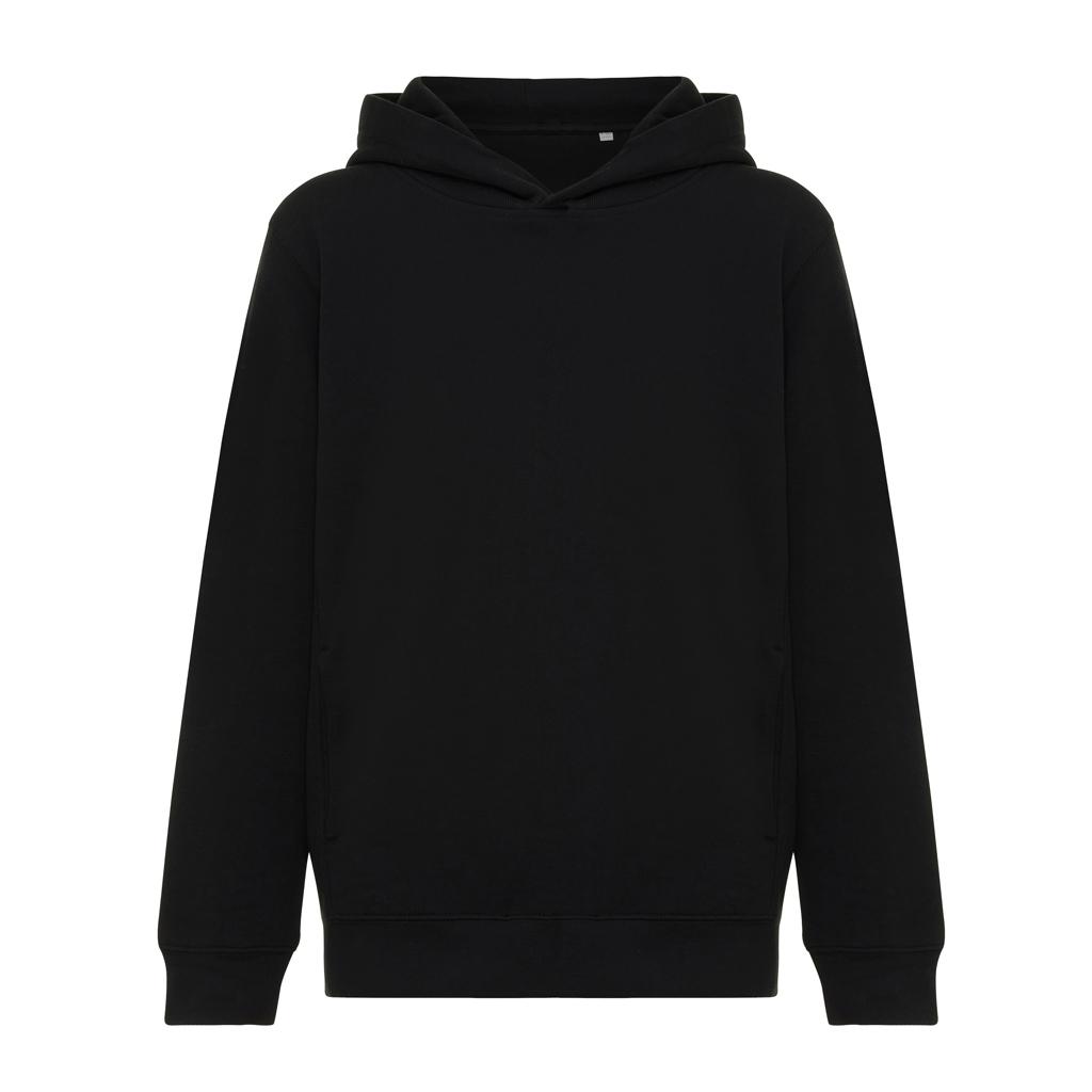Iqoniq Yengo kids recycled cotton hoodie with sidepockets black 7 - 8 ani