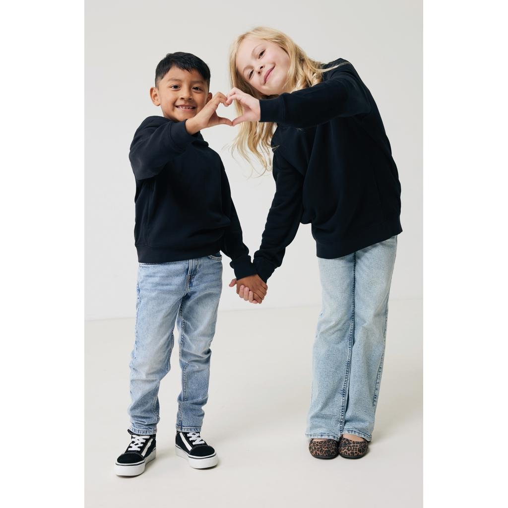 Iqoniq Yengo kids recycled cotton hoodie with sidepockets black 7 - 8 ani