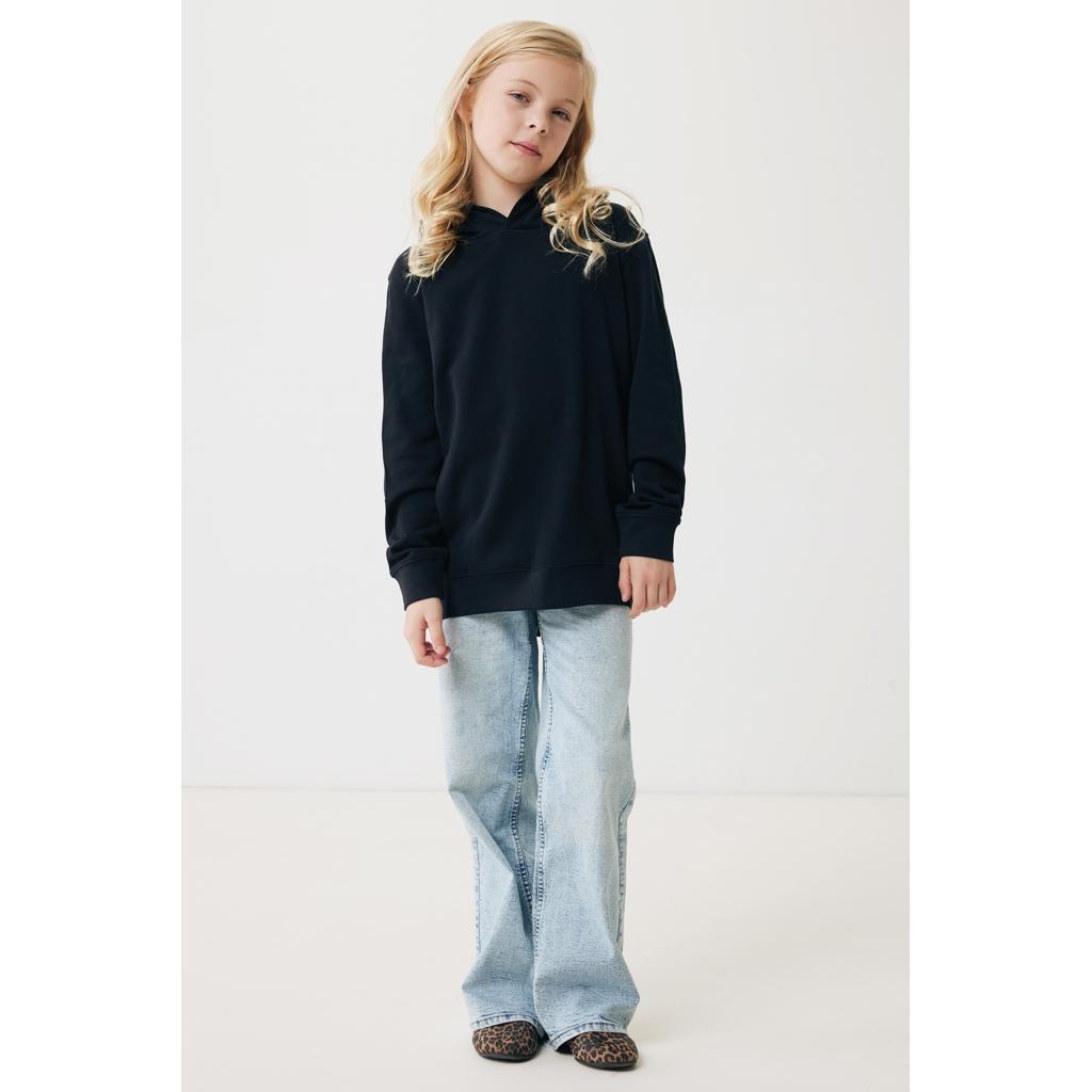 Iqoniq Yengo kids recycled cotton hoodie with sidepockets black 7 - 8 ani