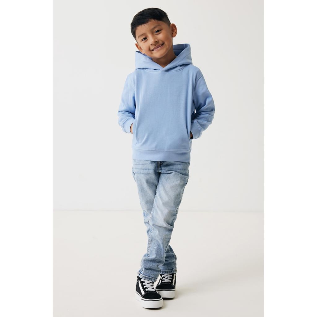 Iqoniq Yengo kids recycled cotton hoodie with sidepockets sky blue 5 - 6 ani