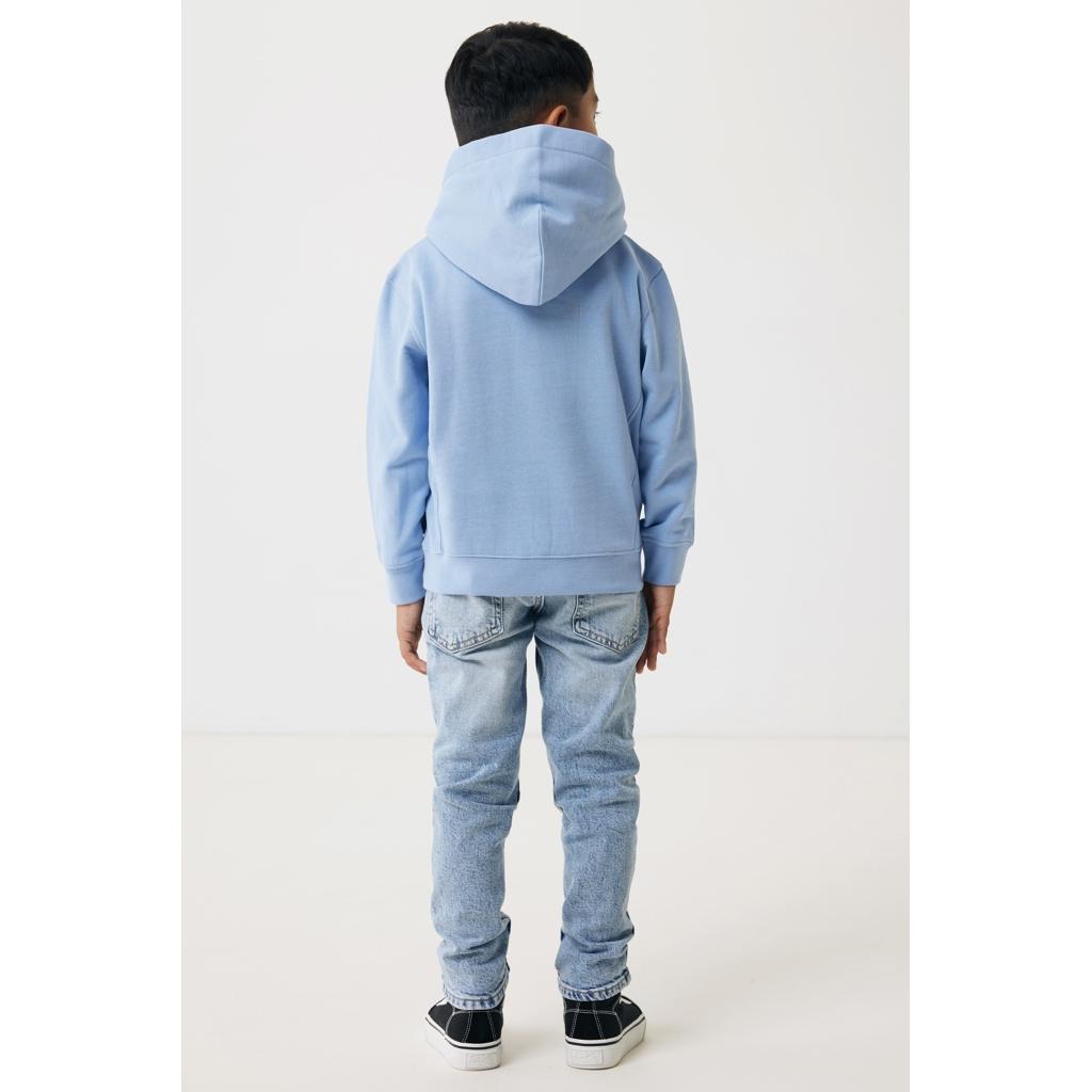 Iqoniq Yengo kids recycled cotton hoodie with sidepockets sky blue 5 - 6 ani