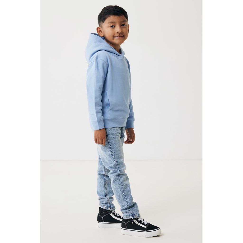 Iqoniq Yengo kids recycled cotton hoodie with sidepockets sky blue 5 - 6 ani
