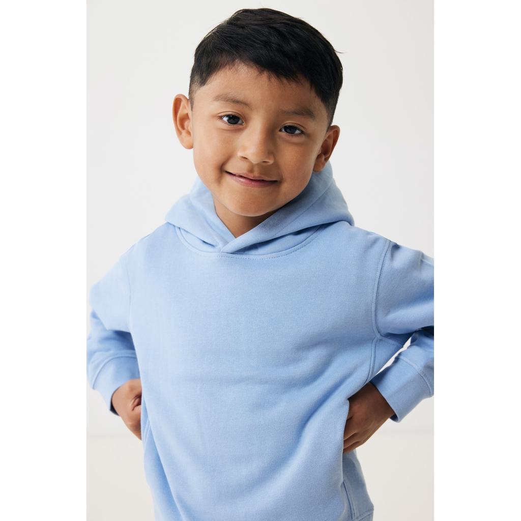 Iqoniq Yengo kids recycled cotton hoodie with sidepockets sky blue 7 - 8 ani