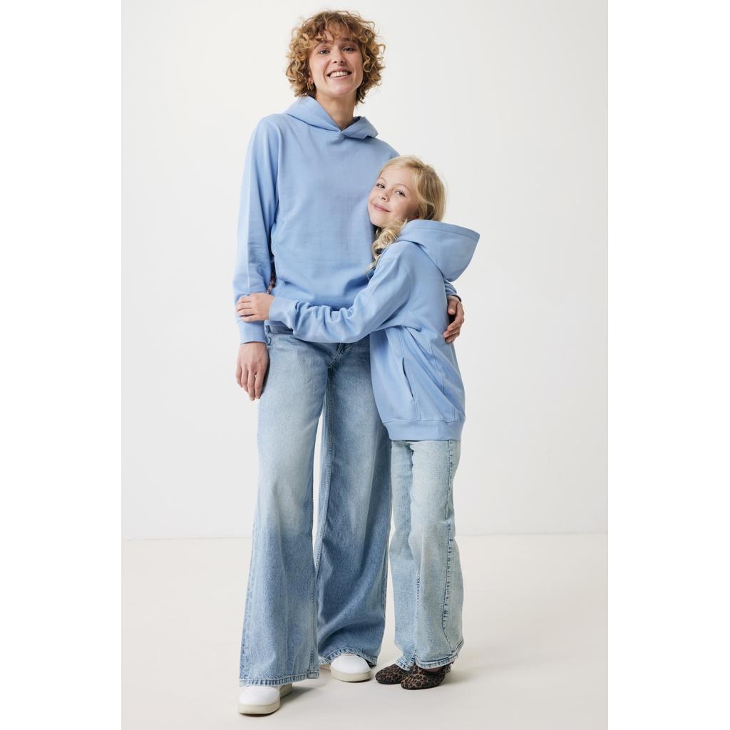 Iqoniq Yengo kids recycled cotton hoodie with sidepockets sky blue 5 - 6 ani