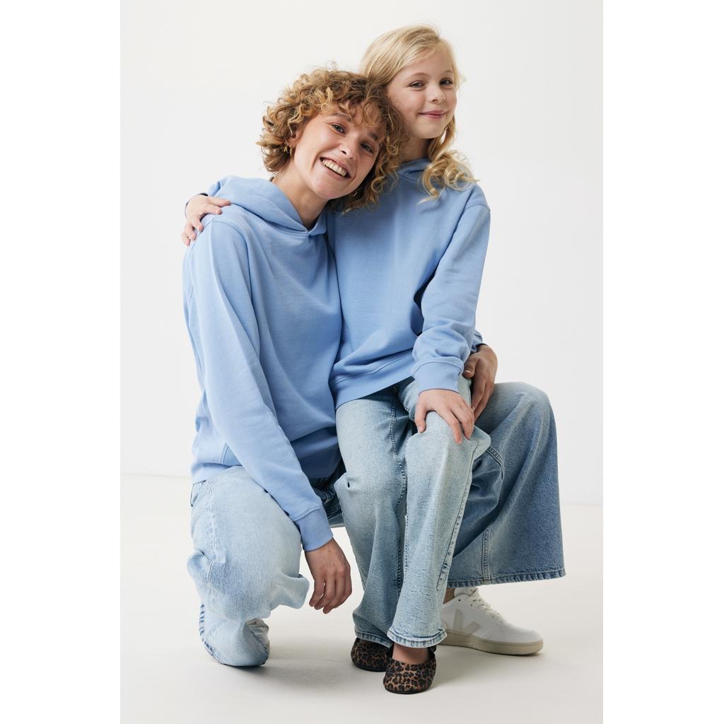 Iqoniq Yengo kids recycled cotton hoodie with sidepockets sky blue 7 - 8 ani