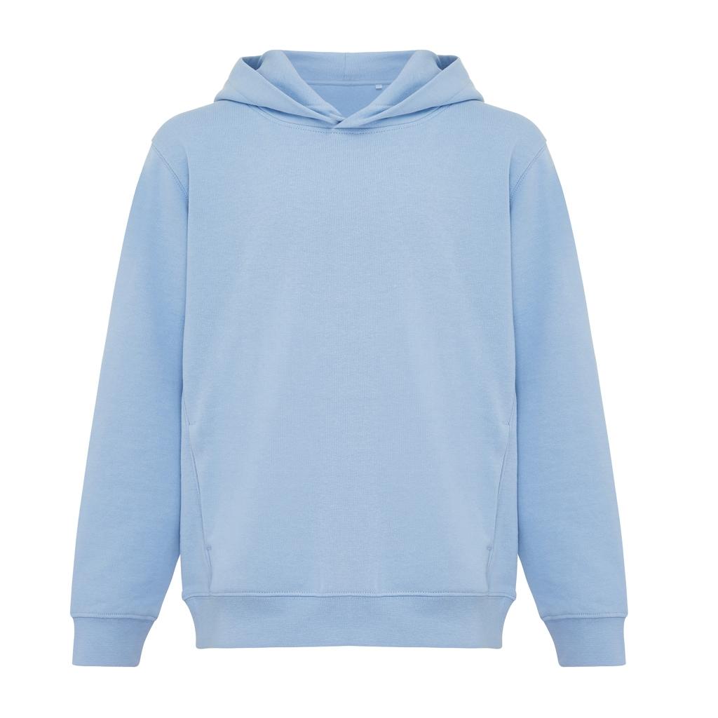 Iqoniq Yengo kids recycled cotton hoodie with sidepockets sky blue 5 - 6 ani