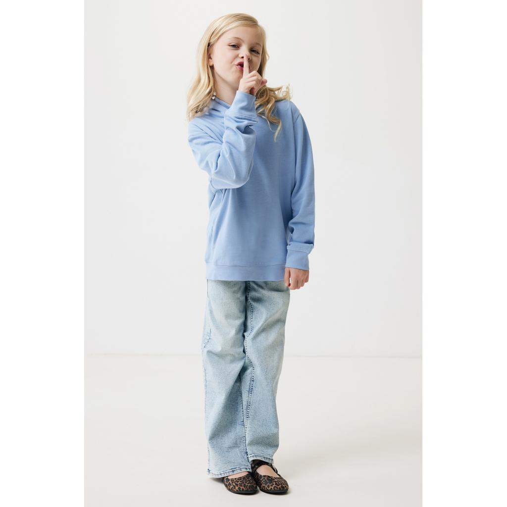 Iqoniq Yengo kids recycled cotton hoodie with sidepockets sky blue 5 - 6 ani