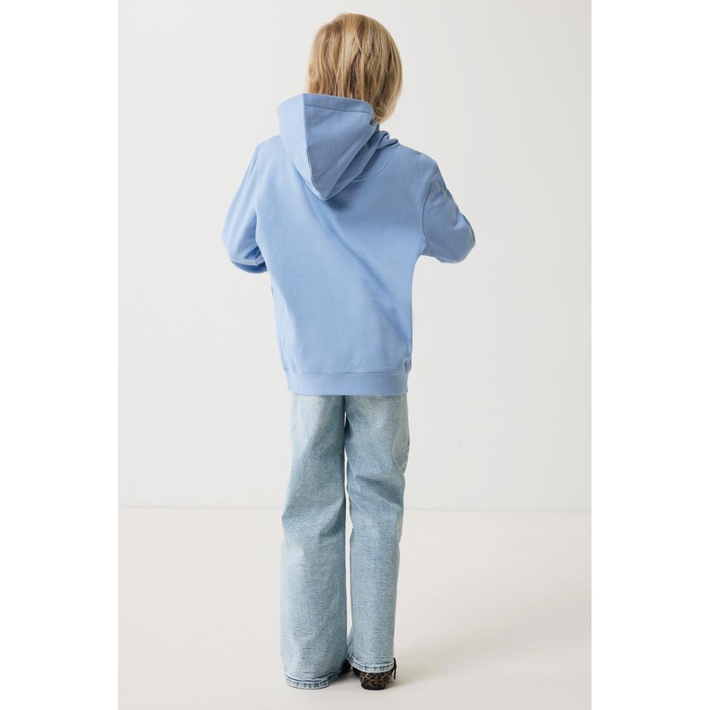 Iqoniq Yengo kids recycled cotton hoodie with sidepockets sky blue 5 - 6 ani