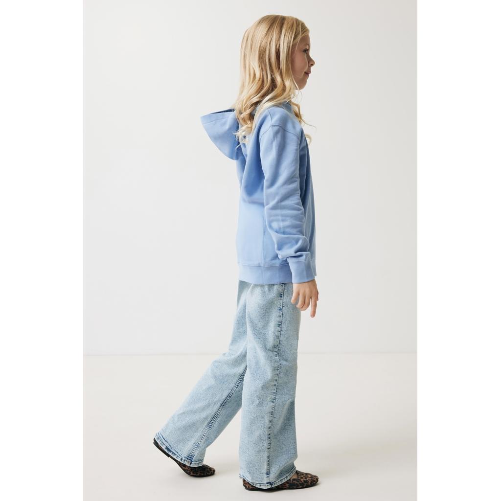 Iqoniq Yengo kids recycled cotton hoodie with sidepockets sky blue 5 - 6 ani