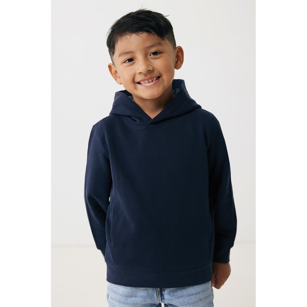 Iqoniq Yengo kids recycled cotton hoodie with sidepockets navy 7 - 8 ani