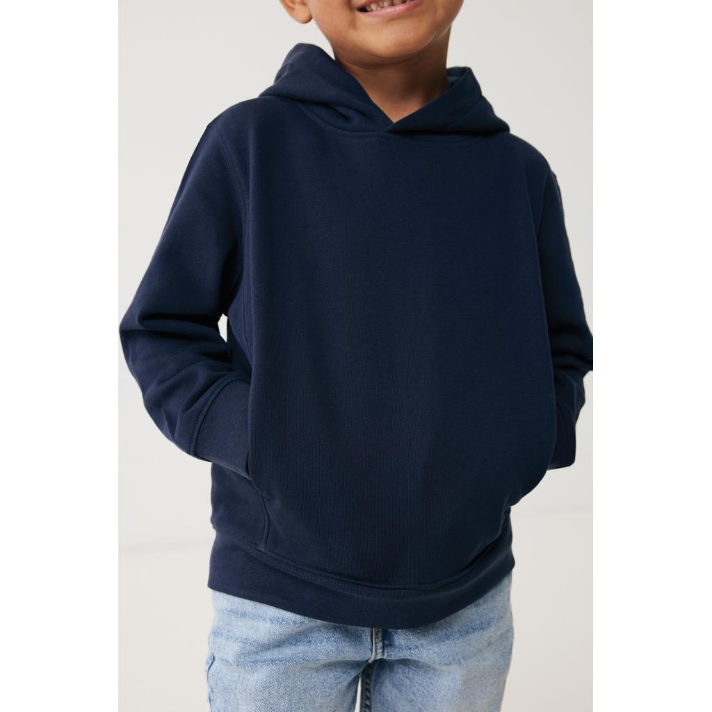 Iqoniq Yengo kids recycled cotton hoodie with sidepockets navy 7 - 8 ani