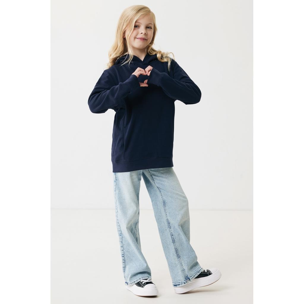 Iqoniq Yengo kids recycled cotton hoodie with sidepockets navy 7 - 8 ani