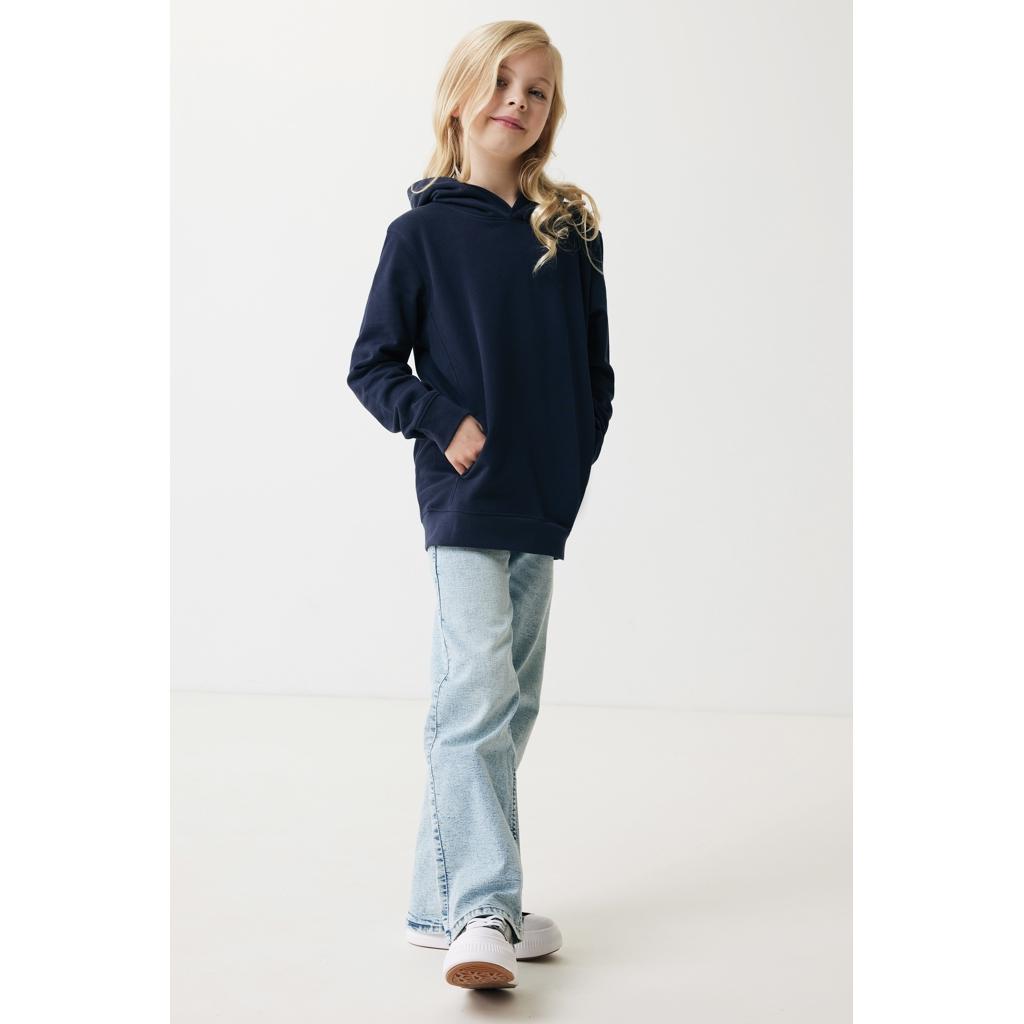 Iqoniq Yengo kids recycled cotton hoodie with sidepockets navy 7 - 8 ani
