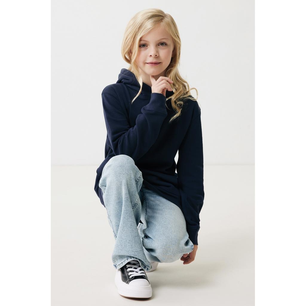 Iqoniq Yengo kids recycled cotton hoodie with sidepockets navy 7 - 8 ani