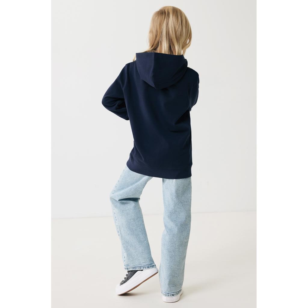 Iqoniq Yengo kids recycled cotton hoodie with sidepockets navy 7 - 8 ani