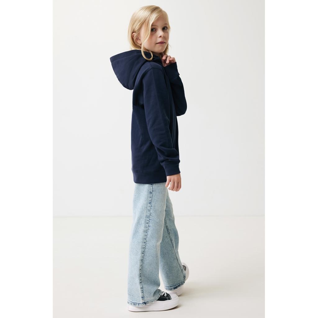 Iqoniq Yengo kids recycled cotton hoodie with sidepockets navy 7 - 8 ani