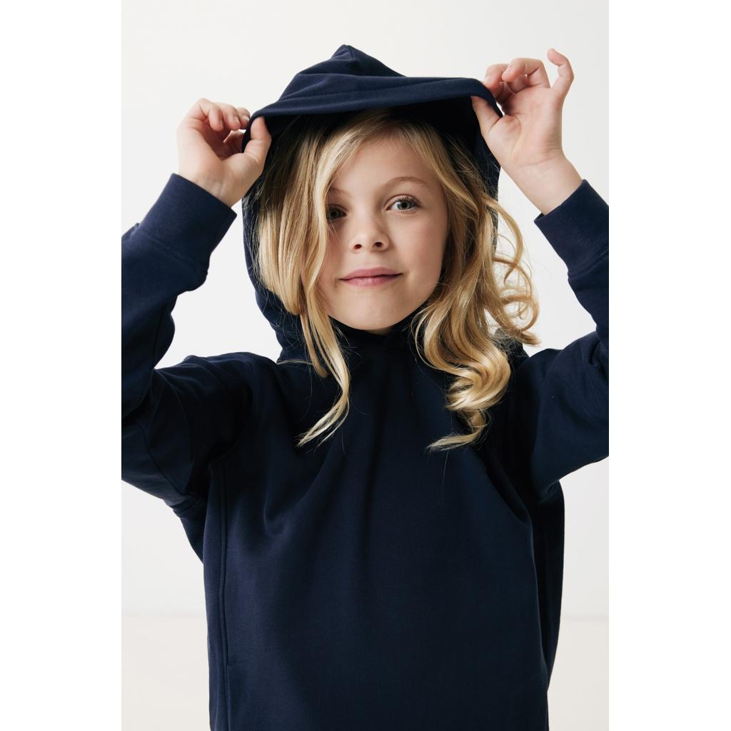 Iqoniq Yengo kids recycled cotton hoodie with sidepockets navy 7 - 8 ani