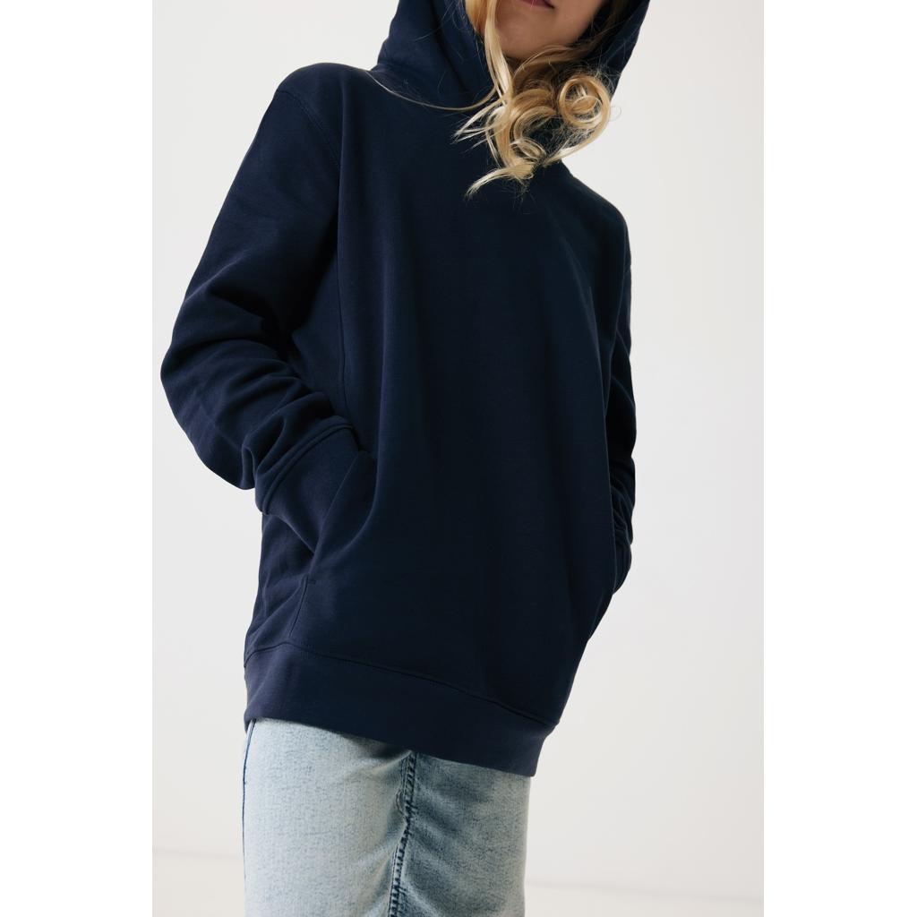 Iqoniq Yengo kids recycled cotton hoodie with sidepockets navy 7 - 8 ani