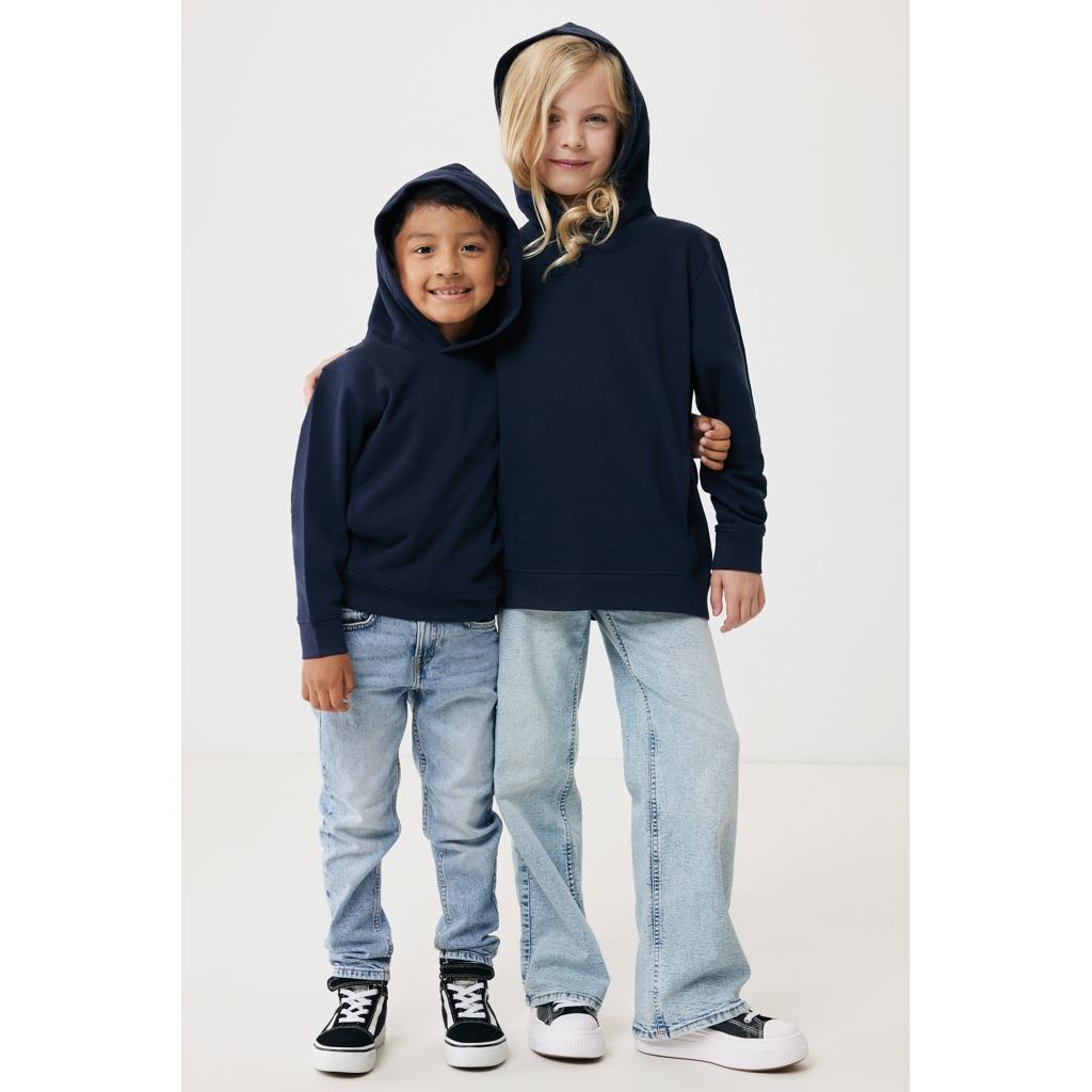 Iqoniq Yengo kids recycled cotton hoodie with sidepockets navy 7 - 8 ani