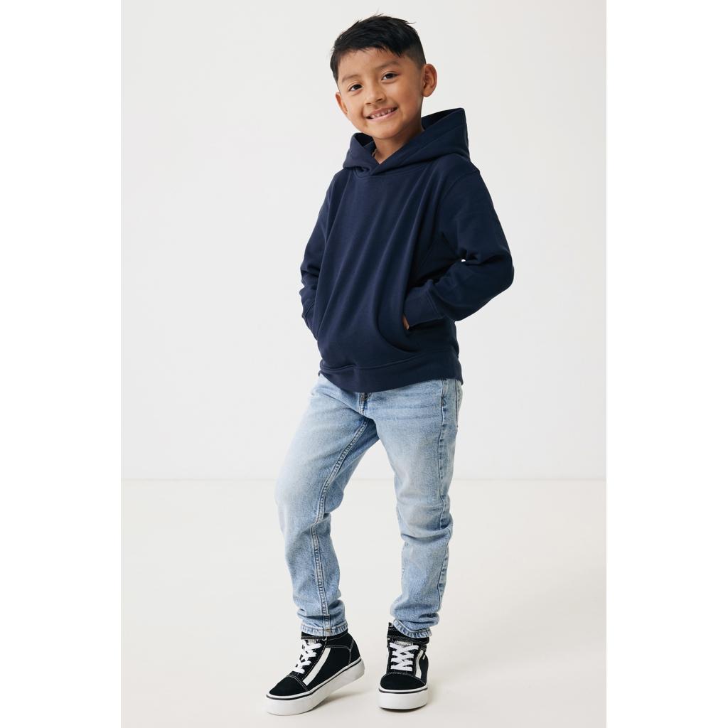 Iqoniq Yengo kids recycled cotton hoodie with sidepockets navy 7 - 8 ani