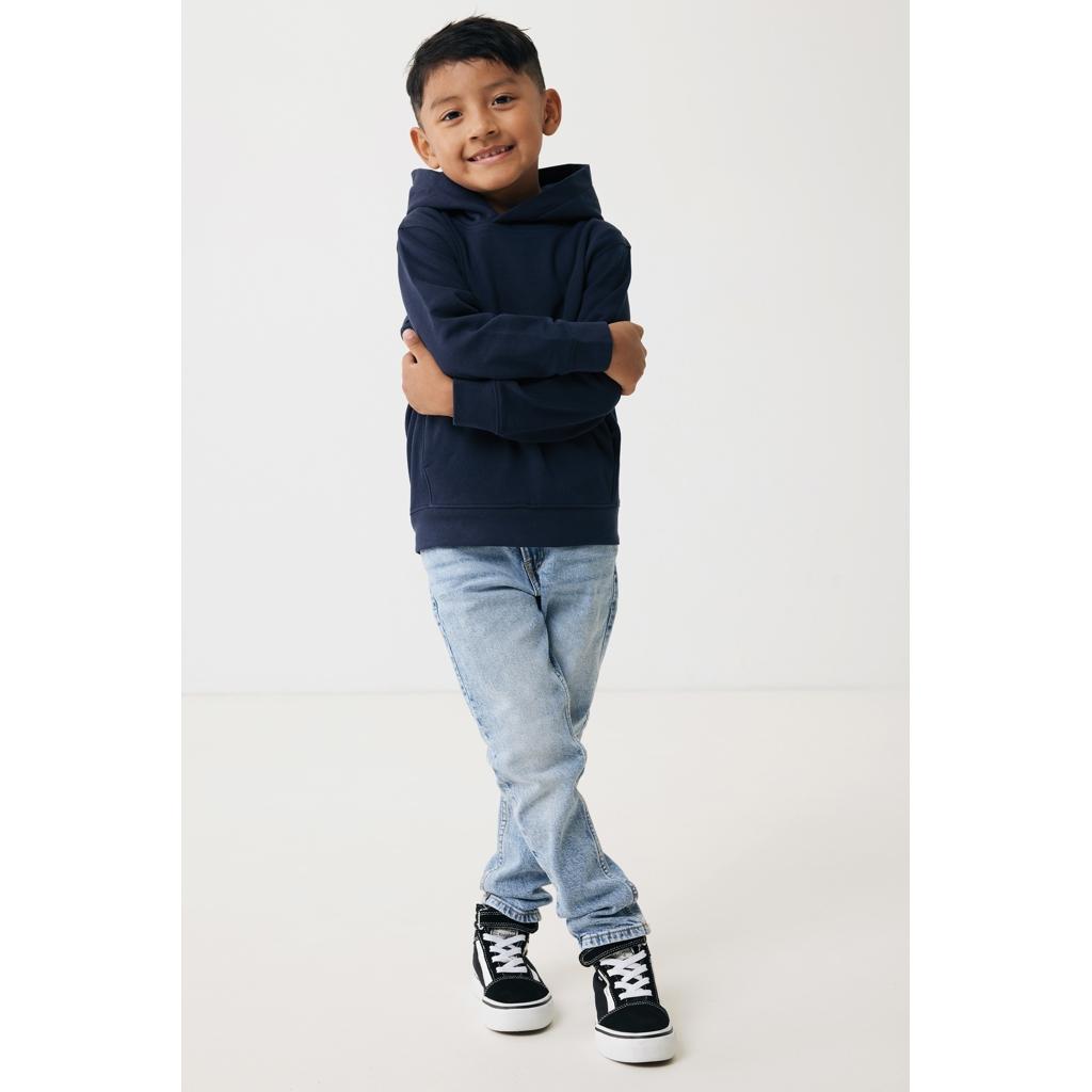 Iqoniq Yengo kids recycled cotton hoodie with sidepockets navy 7 - 8 ani