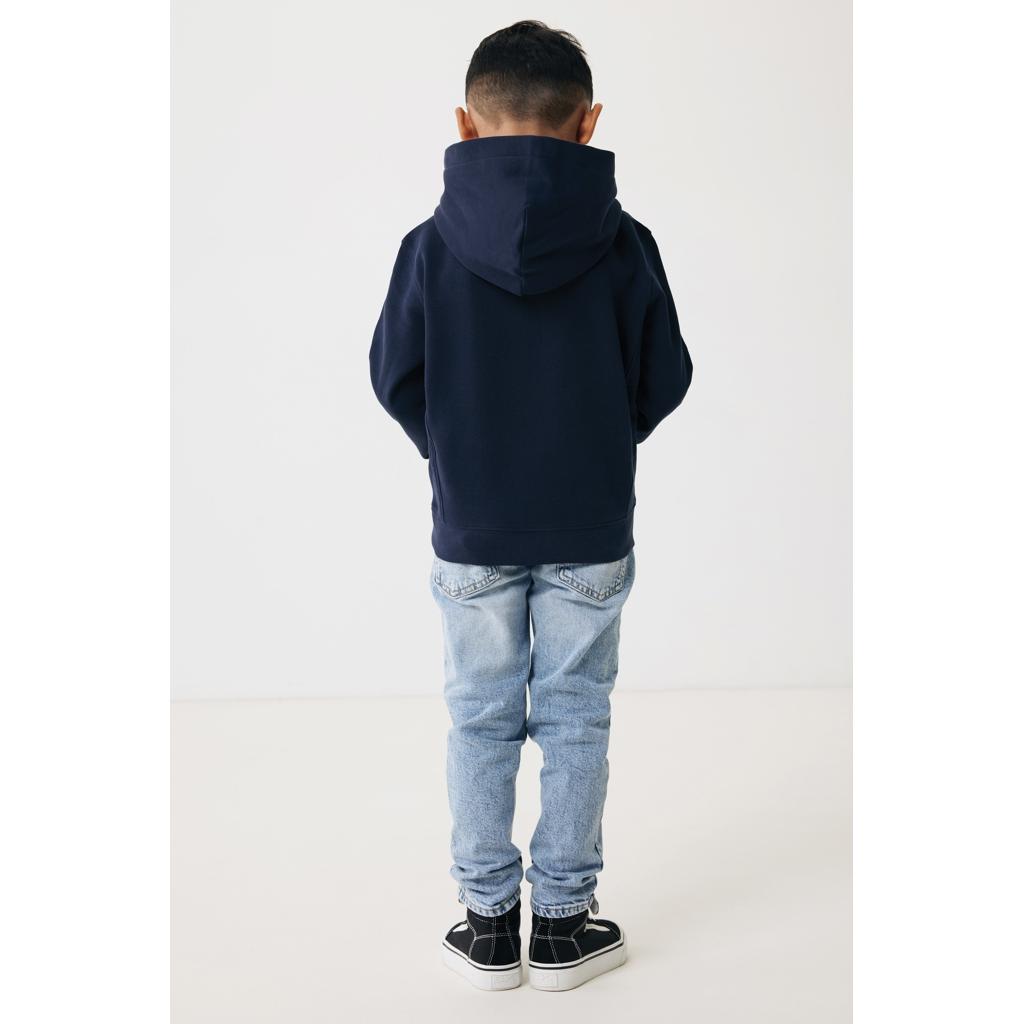 Iqoniq Yengo kids recycled cotton hoodie with sidepockets navy 7 - 8 ani