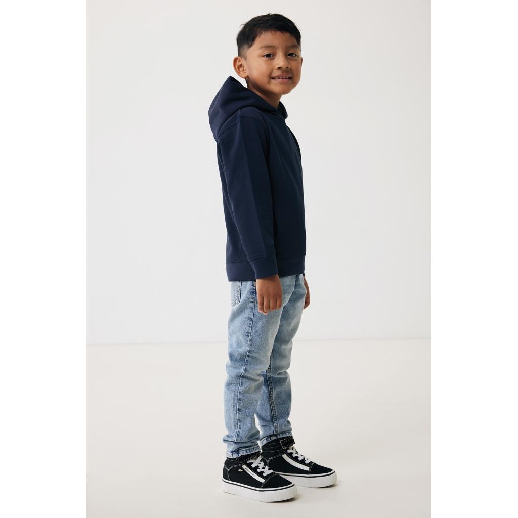 Iqoniq Yengo kids recycled cotton hoodie with sidepockets navy 7 - 8 ani