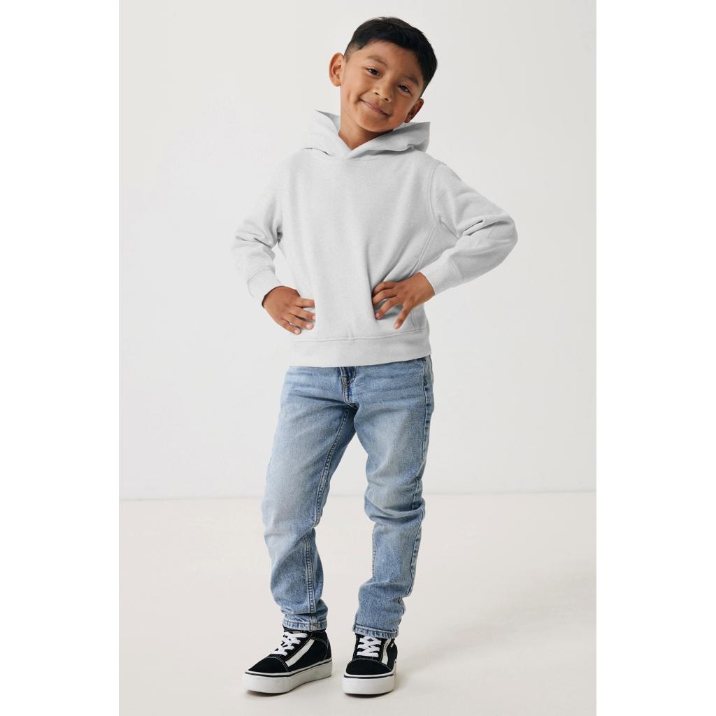 Iqoniq Yengo kids recycled cotton hoodie with sidepockets light heather grey 7 - 8 ani