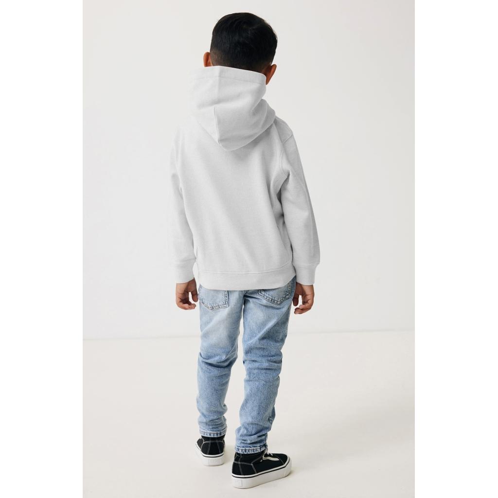 Iqoniq Yengo kids recycled cotton hoodie with sidepockets light heather grey 7 - 8 ani
