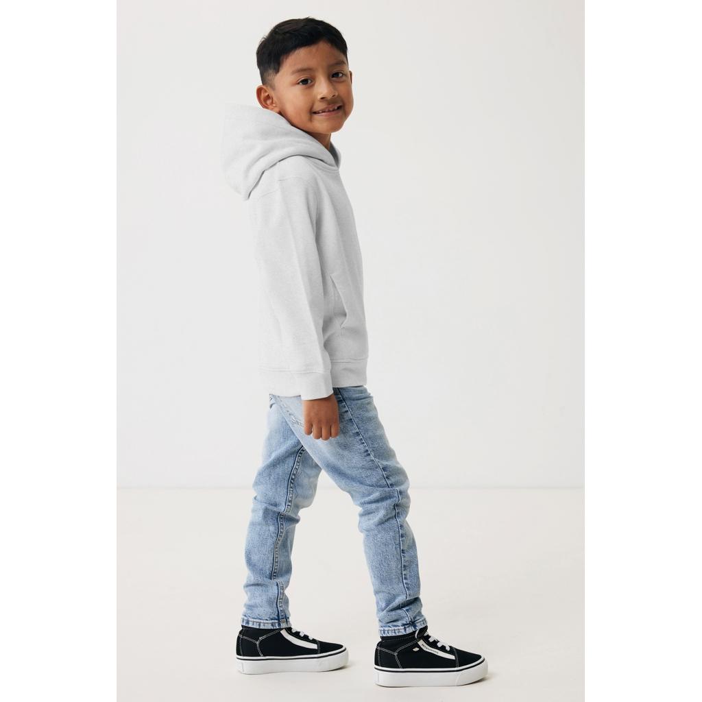 Iqoniq Yengo kids recycled cotton hoodie with sidepockets light heather grey 7 - 8 ani