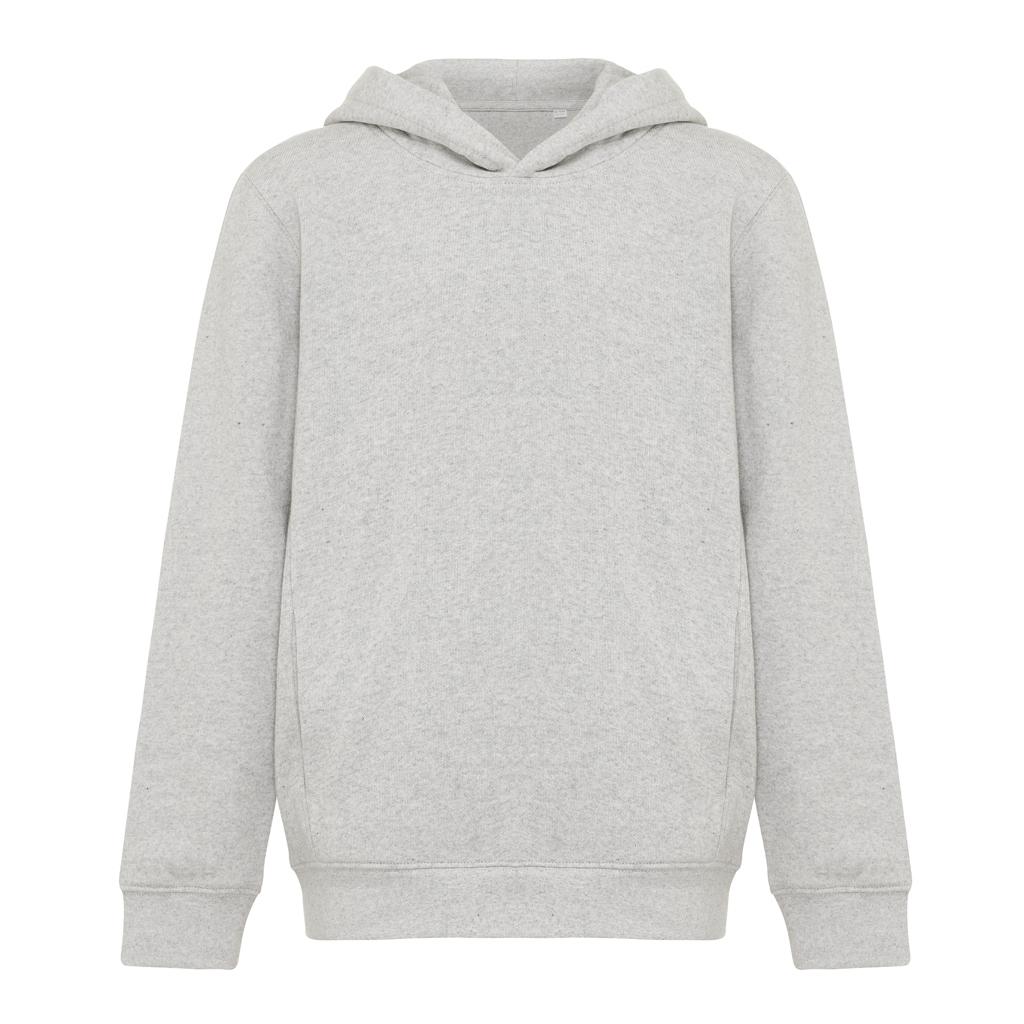Iqoniq Yengo kids recycled cotton hoodie with sidepockets light heather grey 7 - 8 ani