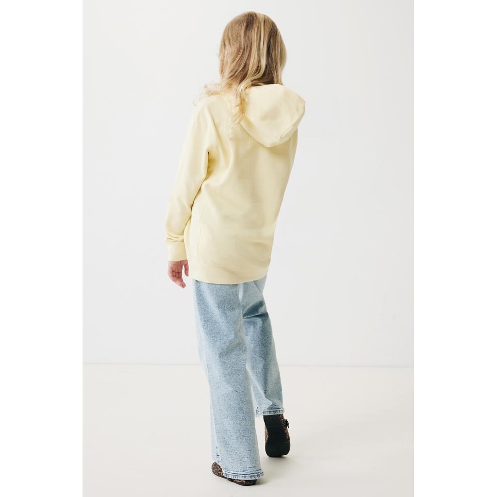 Iqoniq Yengo kids recycled cotton hoodie with sidepockets cream yellow 11 - 12 ani