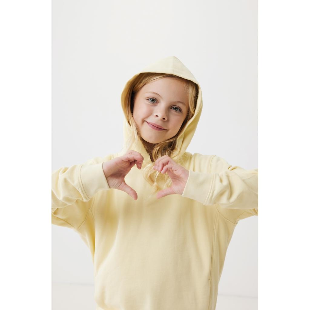 Iqoniq Yengo kids recycled cotton hoodie with sidepockets cream yellow 11 - 12 ani