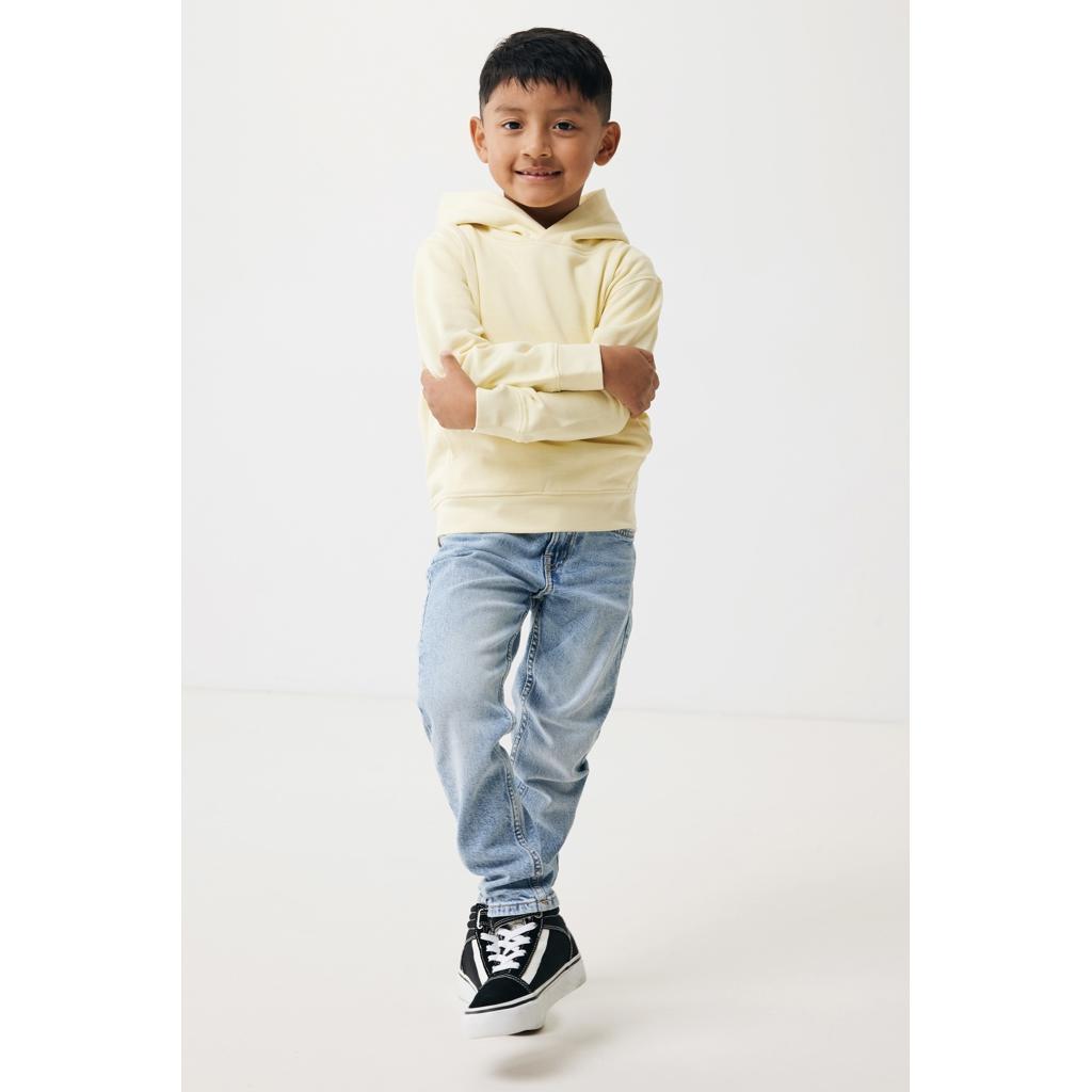 Iqoniq Yengo kids recycled cotton hoodie with sidepockets cream yellow 11 - 12 ani
