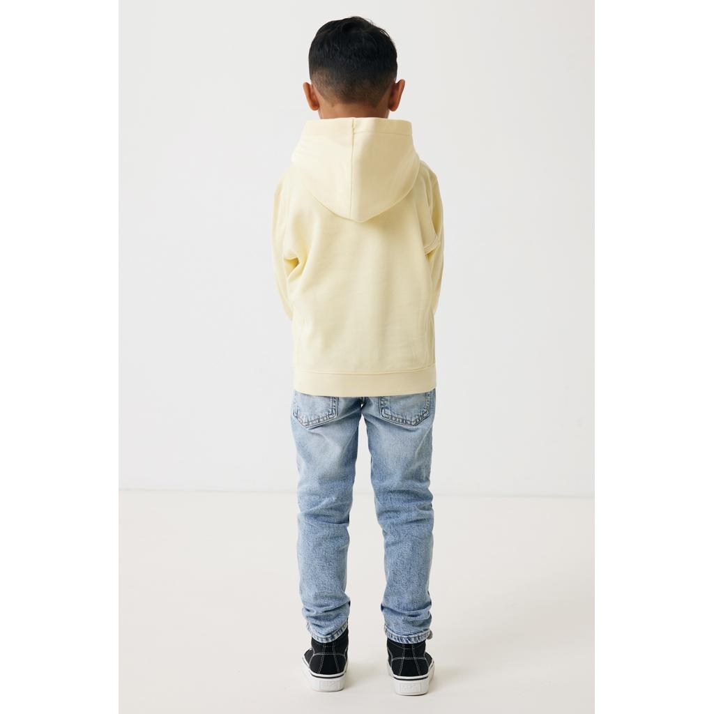 Iqoniq Yengo kids recycled cotton hoodie with sidepockets cream yellow 11 - 12 ani