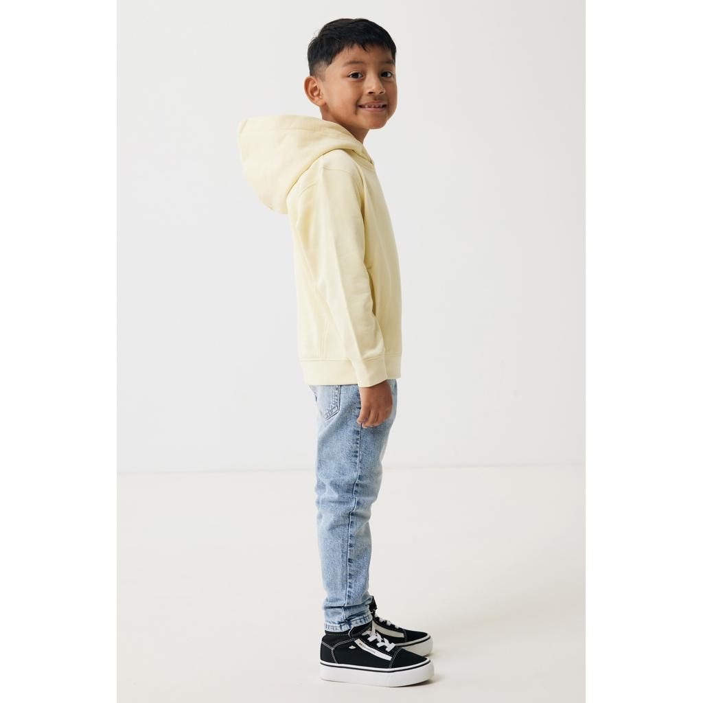 Iqoniq Yengo kids recycled cotton hoodie with sidepockets cream yellow 11 - 12 ani