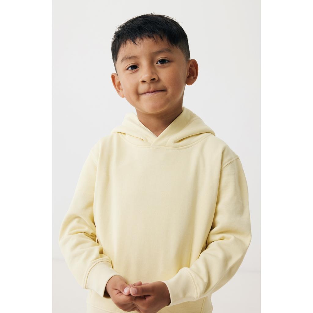 Iqoniq Yengo kids recycled cotton hoodie with sidepockets cream yellow 11 - 12 ani