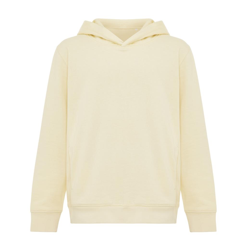 Iqoniq Yengo kids recycled cotton hoodie with sidepockets cream yellow 11 - 12 ani
